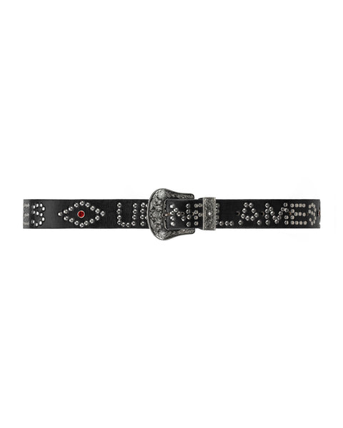 Studded Leather Belt - Black