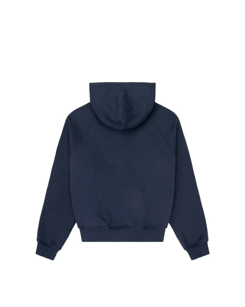 Plaid Appliqué Hoodie - Navy