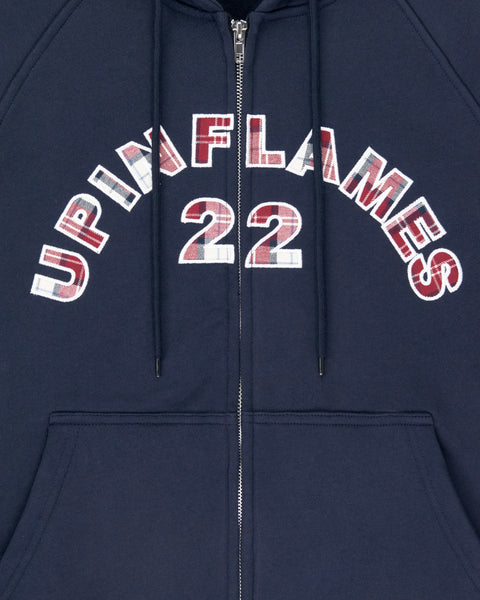 Plaid Appliqué Hoodie - Navy