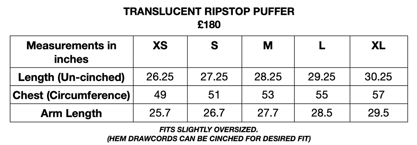 Ripstop Puffer - Translucent Grey