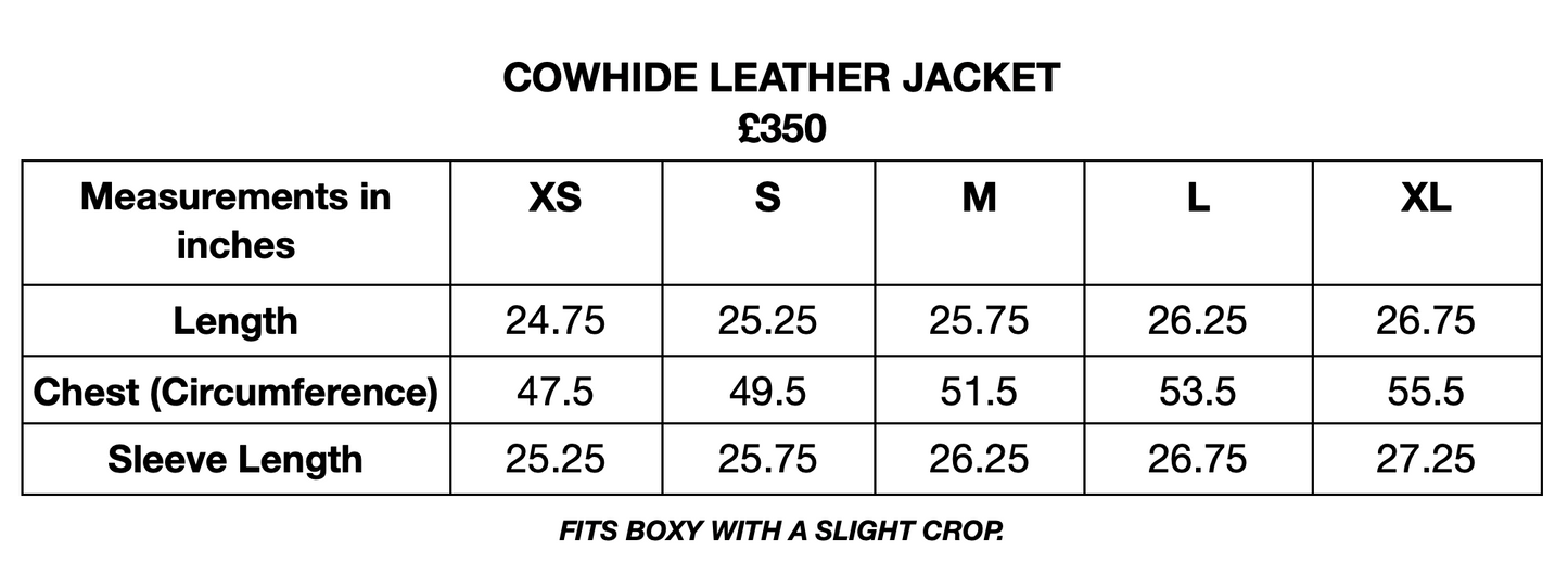 Cow Hide Leather Jacket - Black