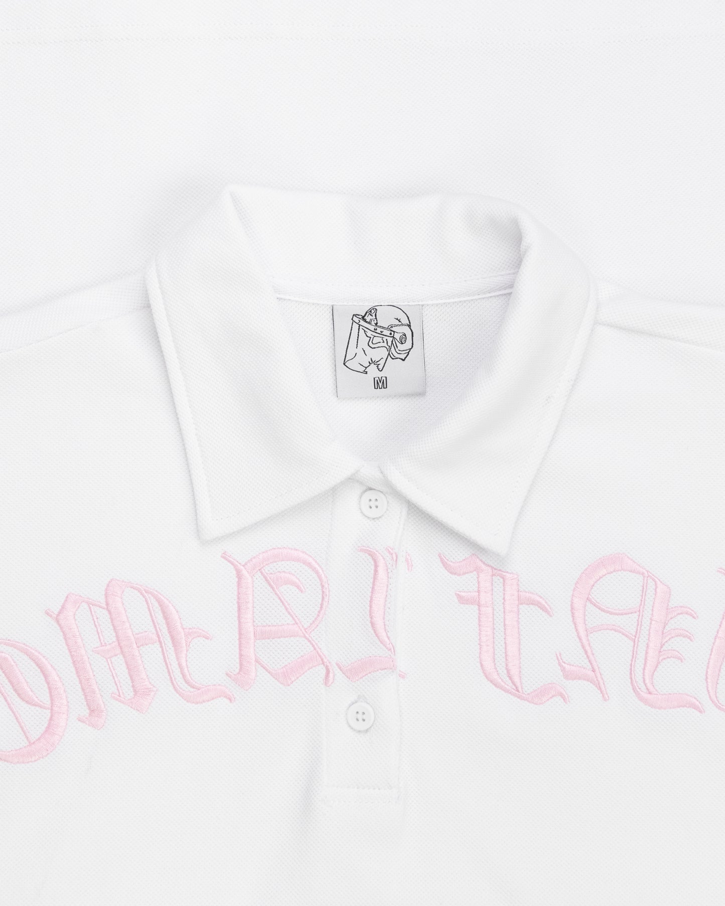 Old English Polo - White/ Pink