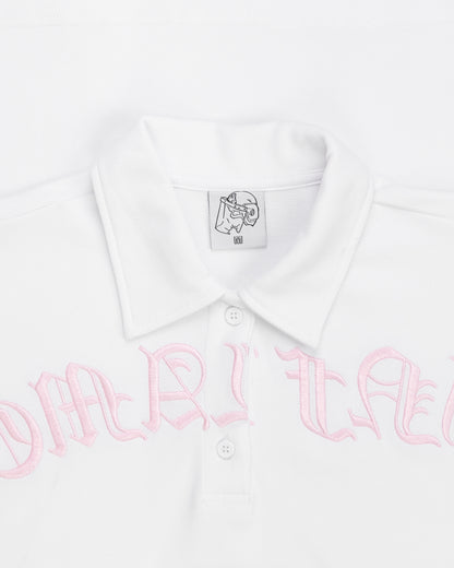 Old English Polo - White/ Pink