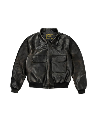 Cow Hide Leather Jacket - Black