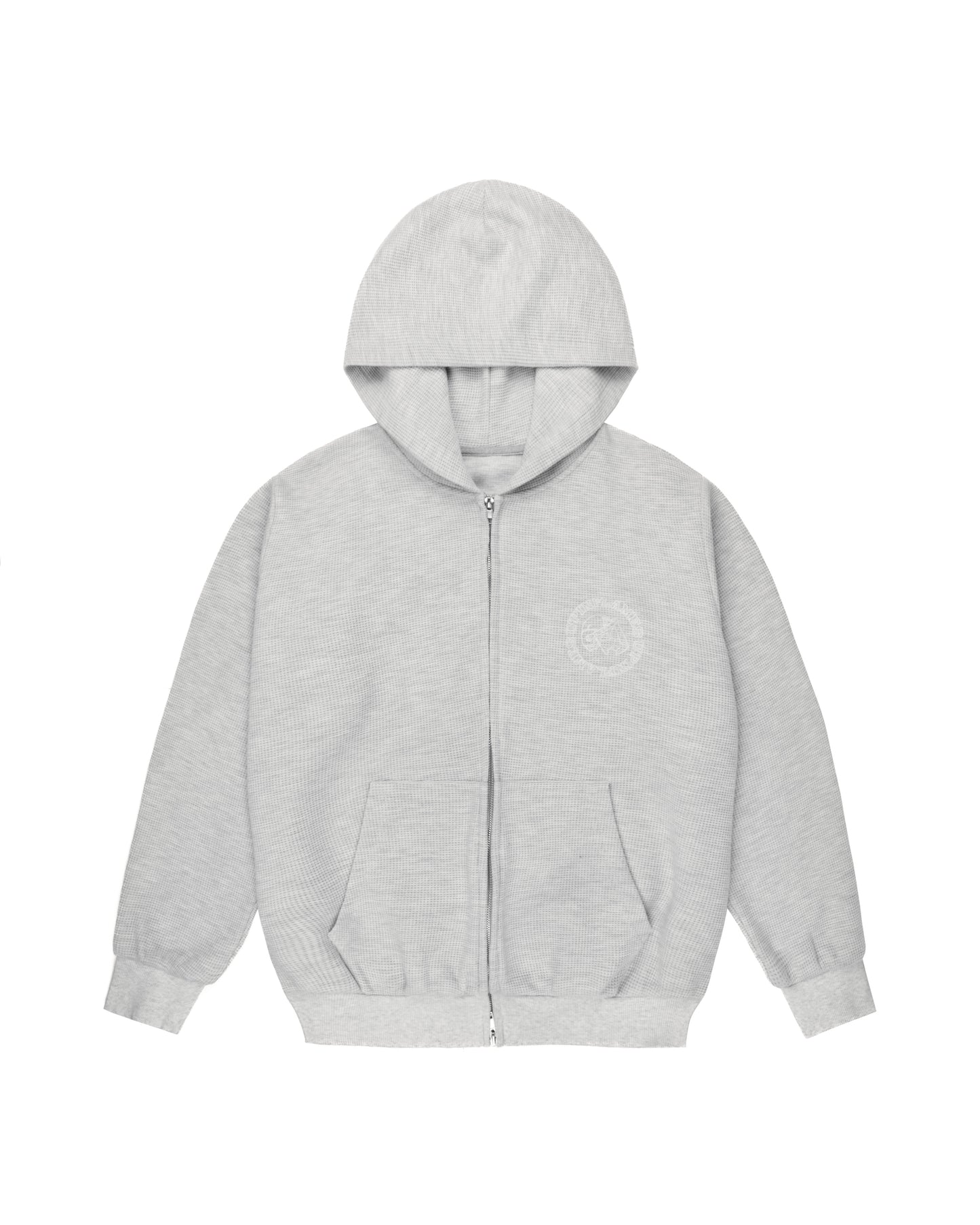 Waffle Zip-up Hoodie - Grey