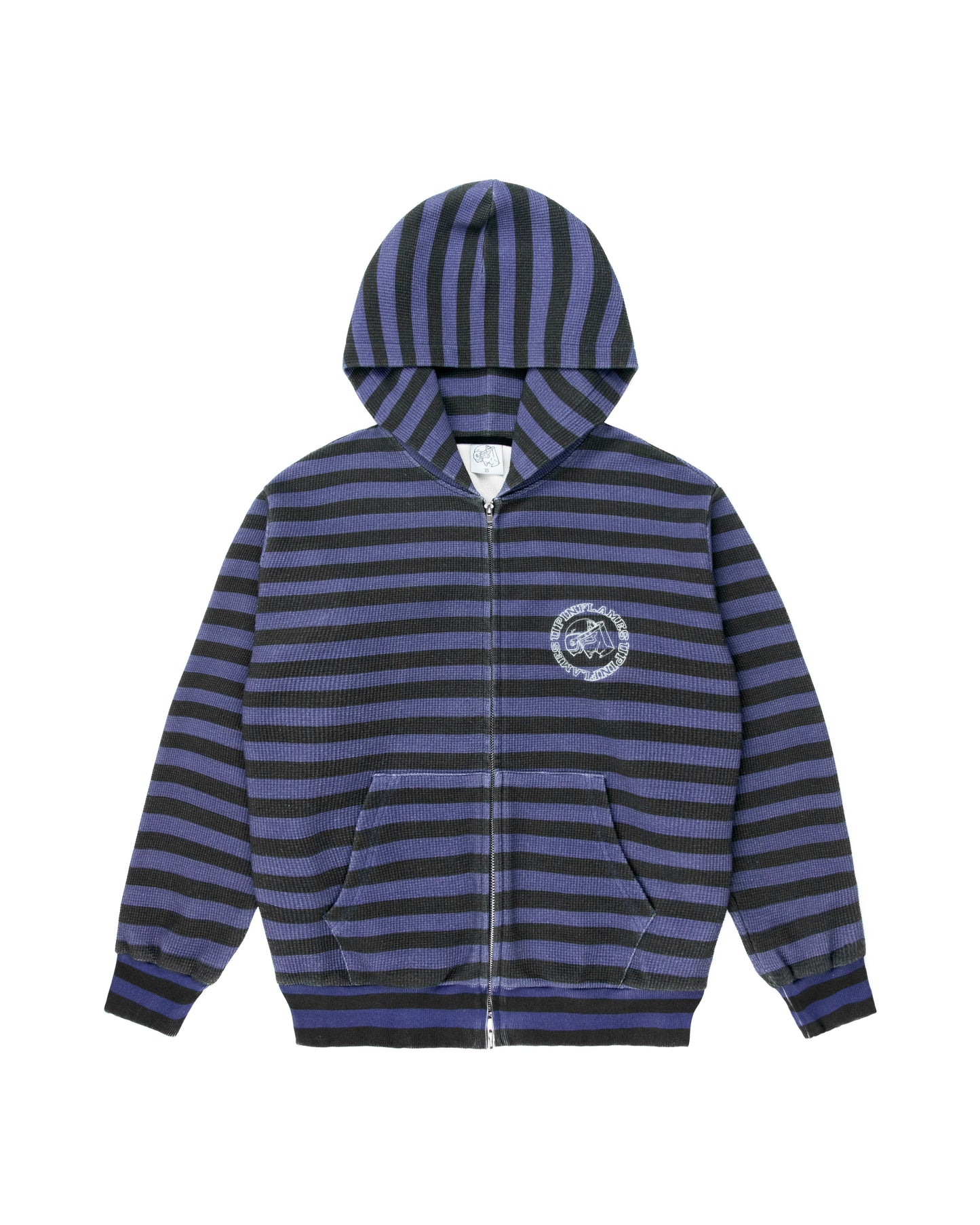 Waffle Zip-up Hoodie - Purple/Black Striped