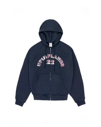 Plaid Appliqué Hoodie - Navy