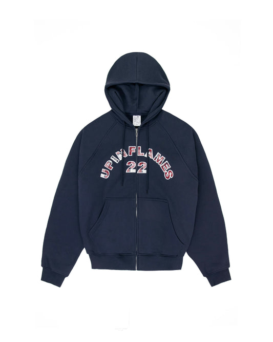 Plaid Appliqué Hoodie - Navy