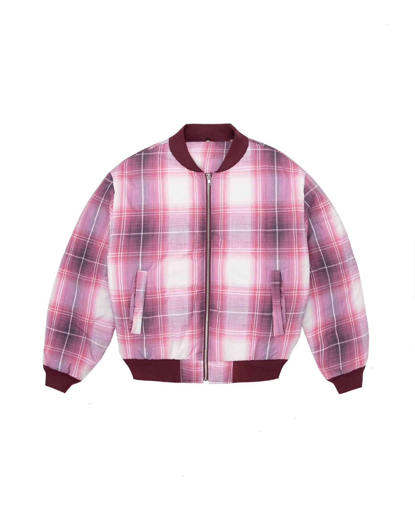Plaid Padded Bomber - Red/White