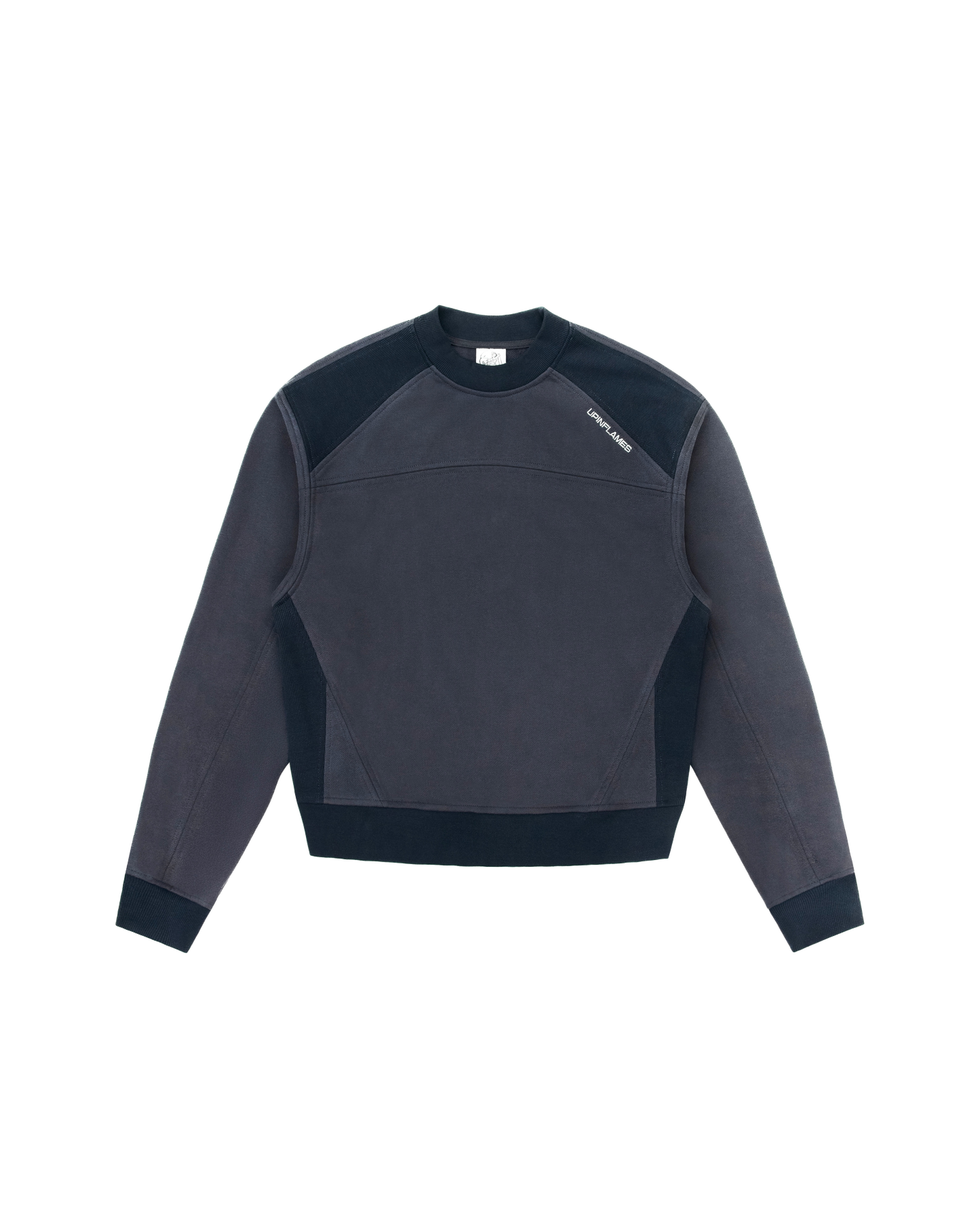 Ribbed Panel Crew Neck - Navy