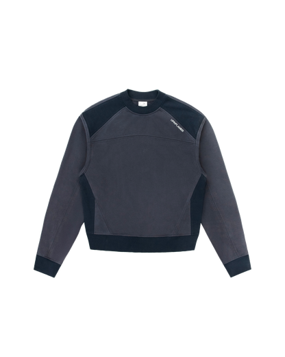 Ribbed Panel Crew Neck - Navy