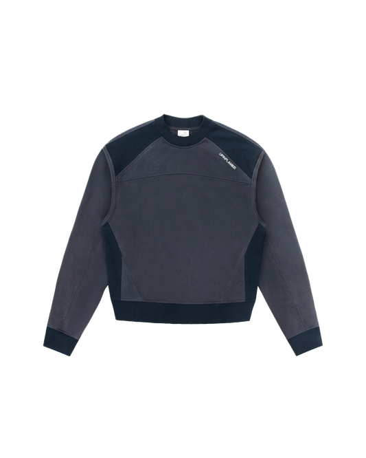 Ribbed Panel Crew Neck - Navy