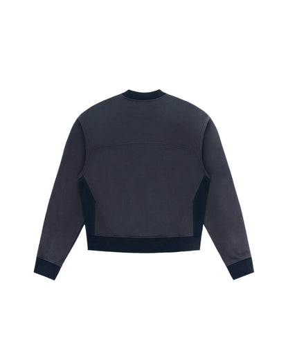 Ribbed Panel Crew Neck - Navy