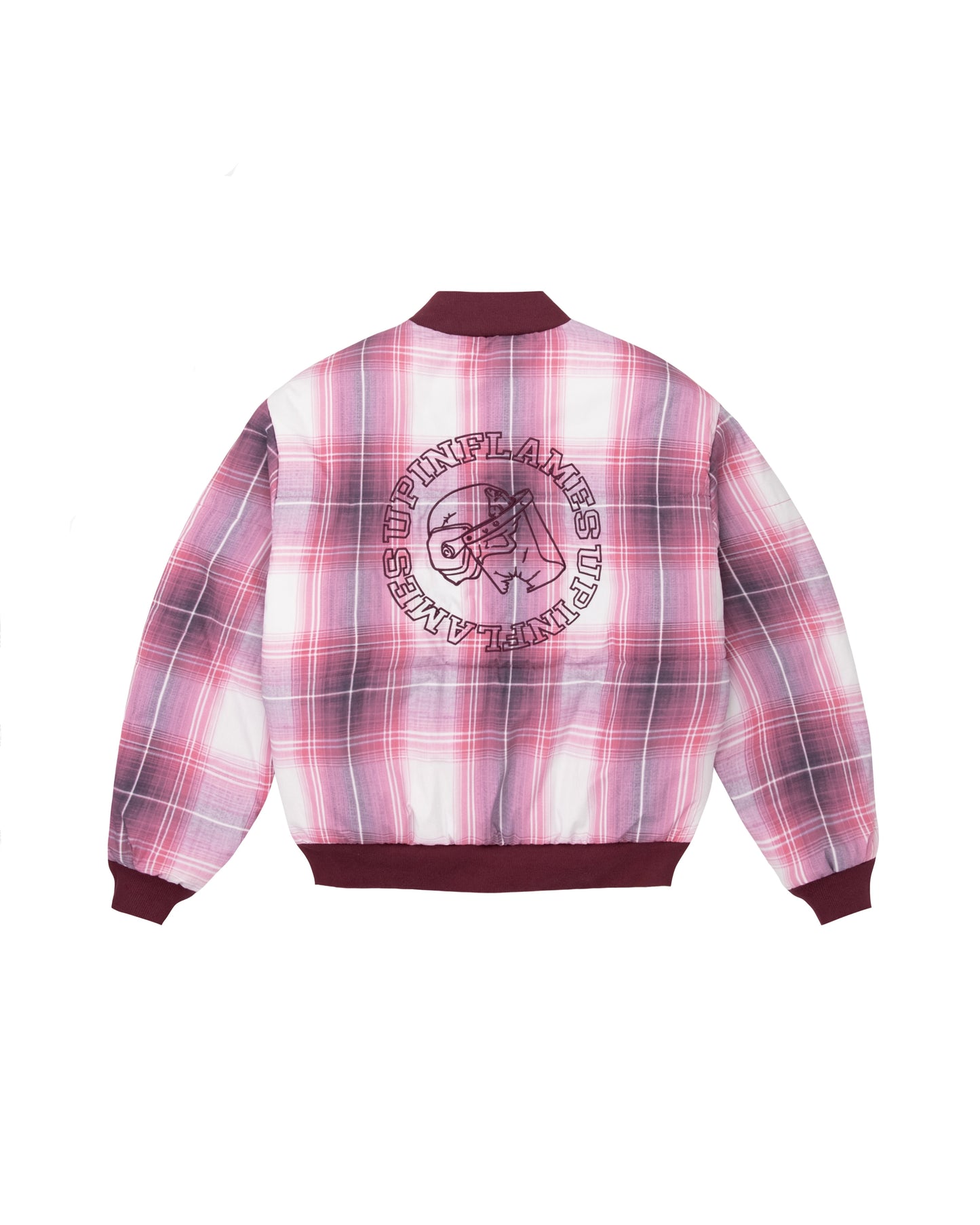 Plaid Padded Bomber - Red/White