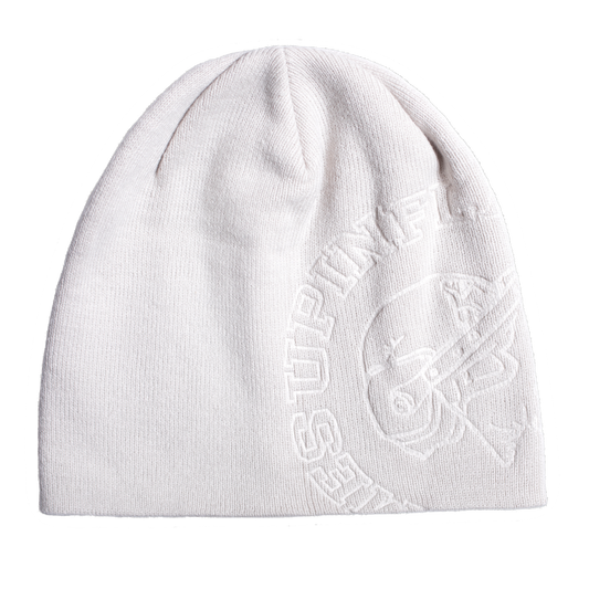 Debossed Skull Beanie - Cloud Grey