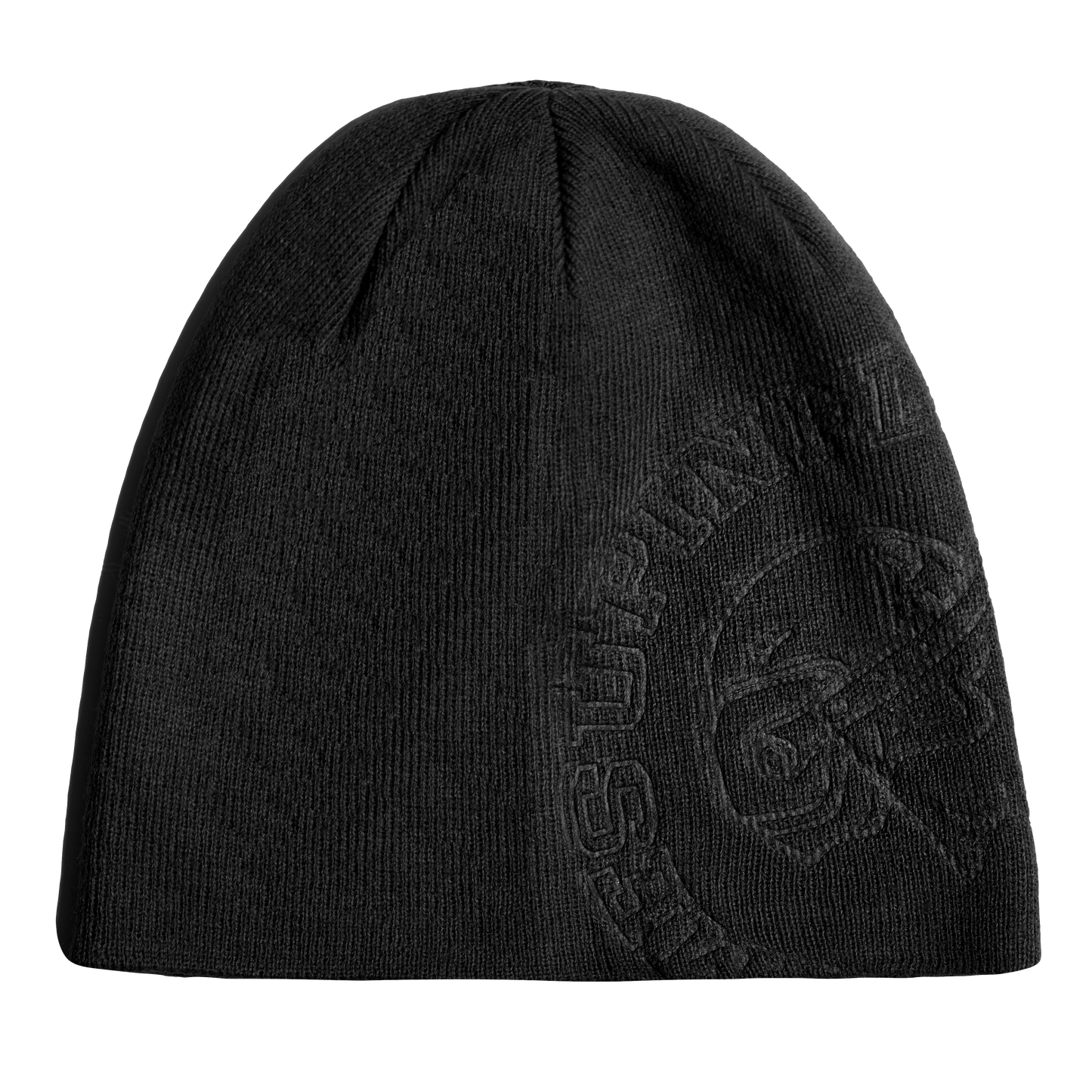 Debossed Skull Beanie - Black