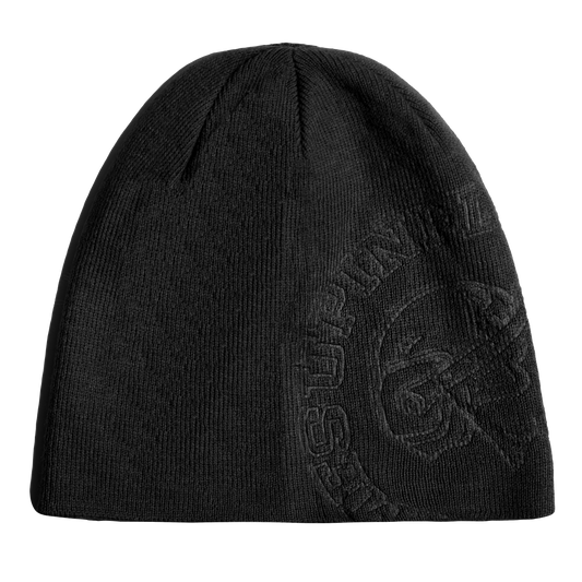 Debossed Skull Beanie - Black