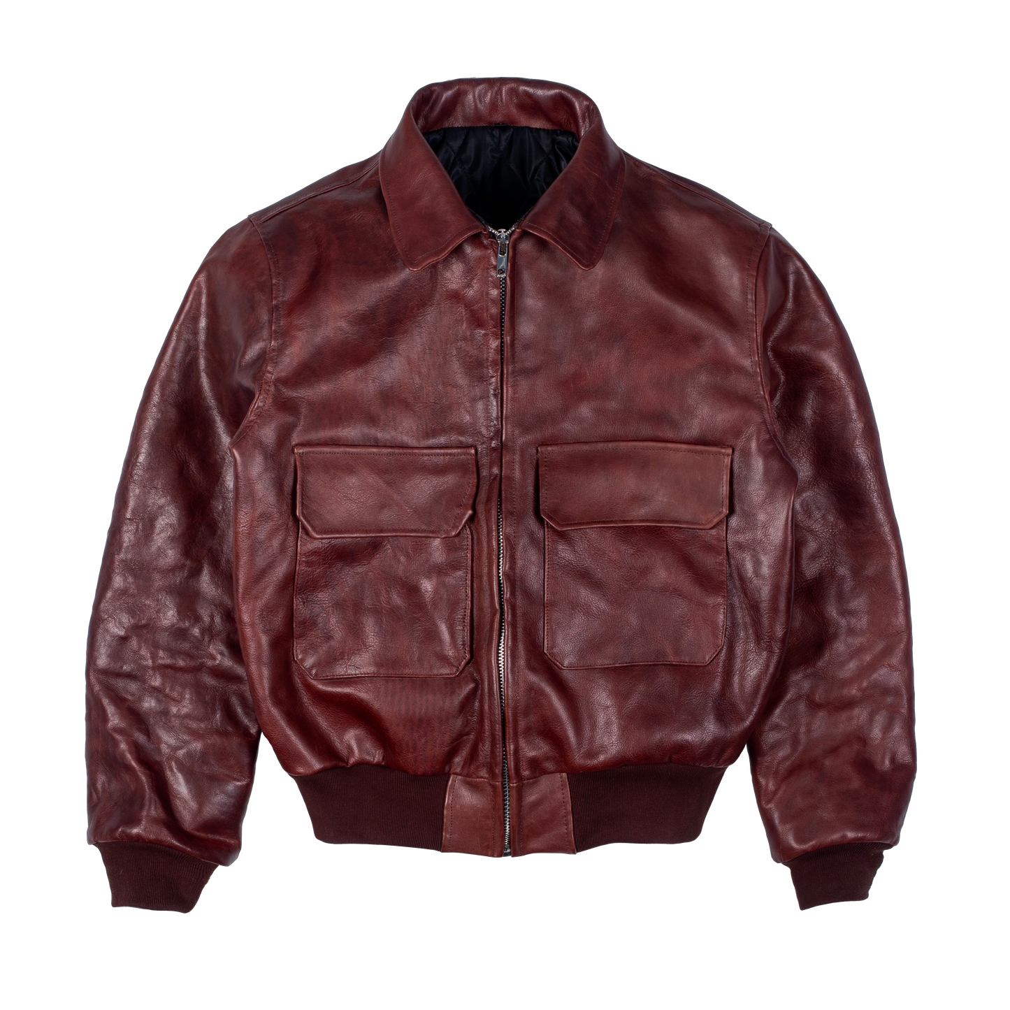 Cow Hide Leather Jacket - Distressed Maroon