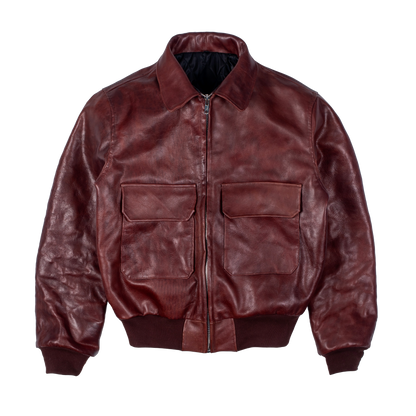 Cow Hide Leather Jacket - Distressed Maroon