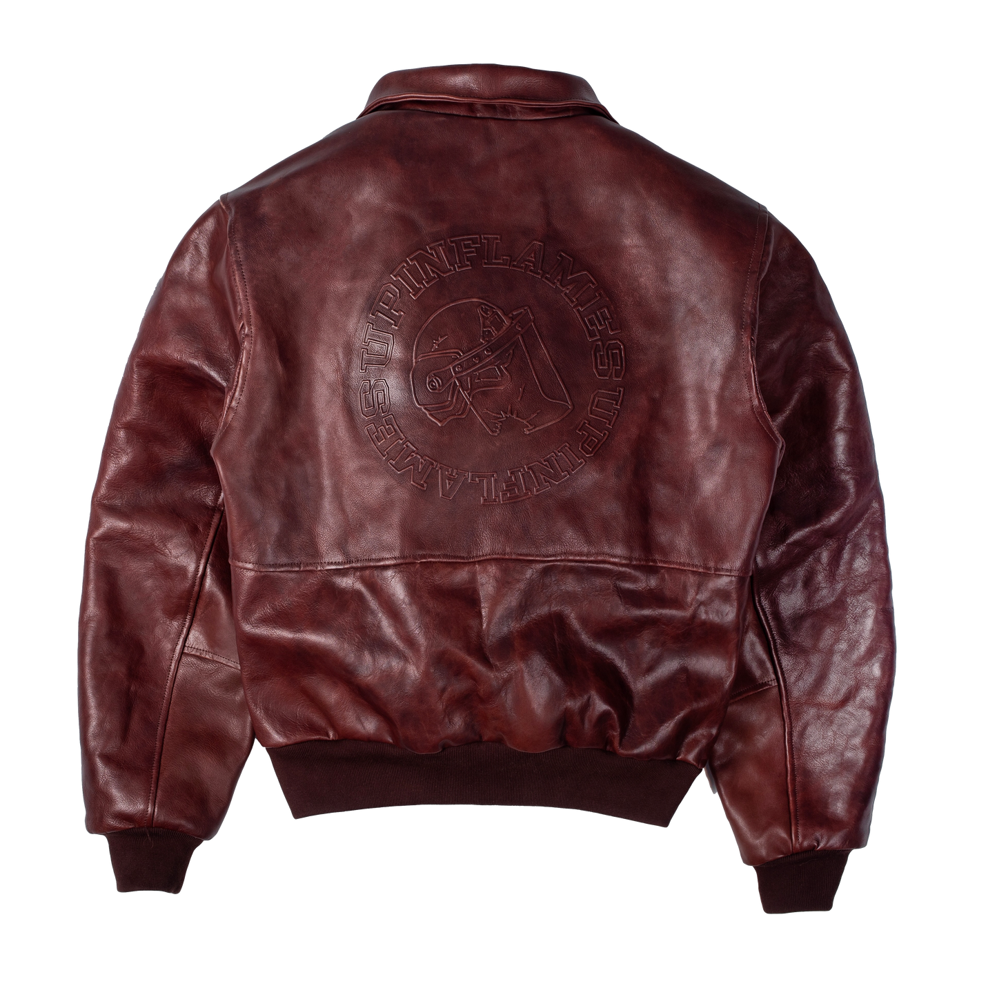 Cow Hide Leather Jacket - Distressed Maroon