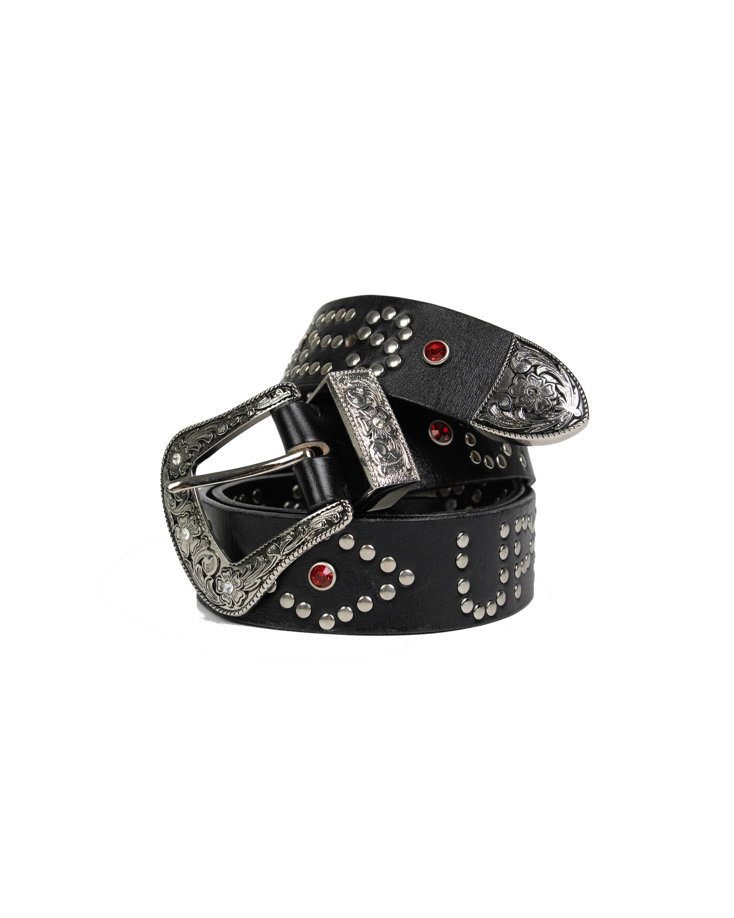 Studded Leather Belt - Black