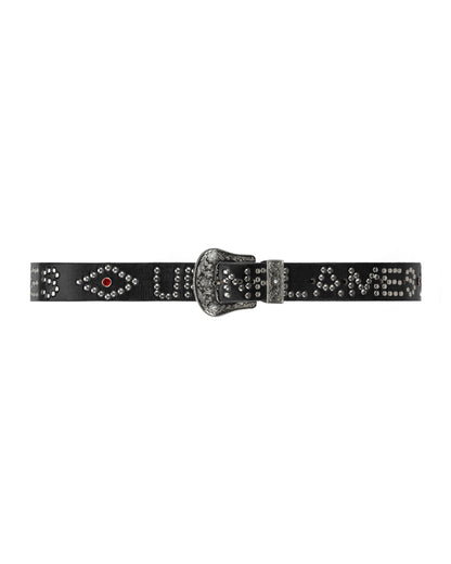 Studded Leather Belt - Black