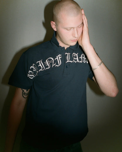 Old English Polo - Navy/ White