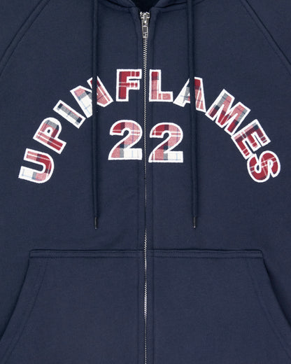 Plaid Appliqué Hoodie - Navy