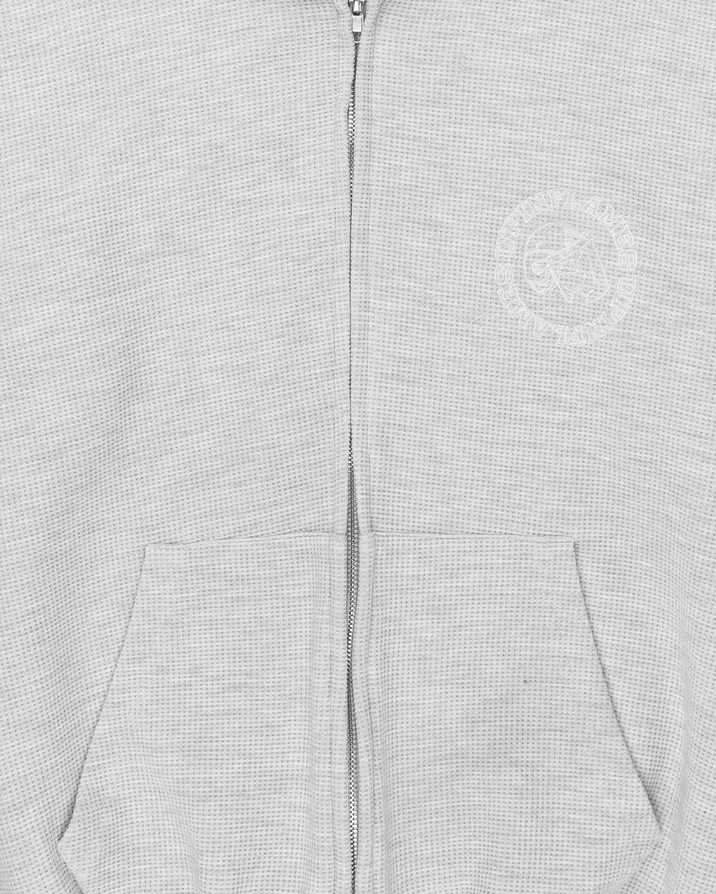 Waffle Zip-up Hoodie - Grey