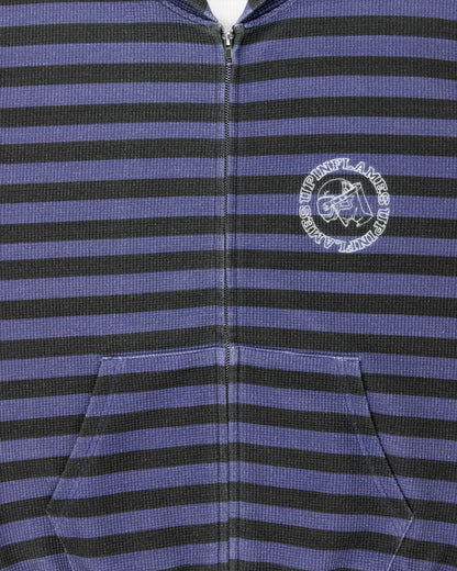 Waffle Zip-up Hoodie - Purple/Black Striped