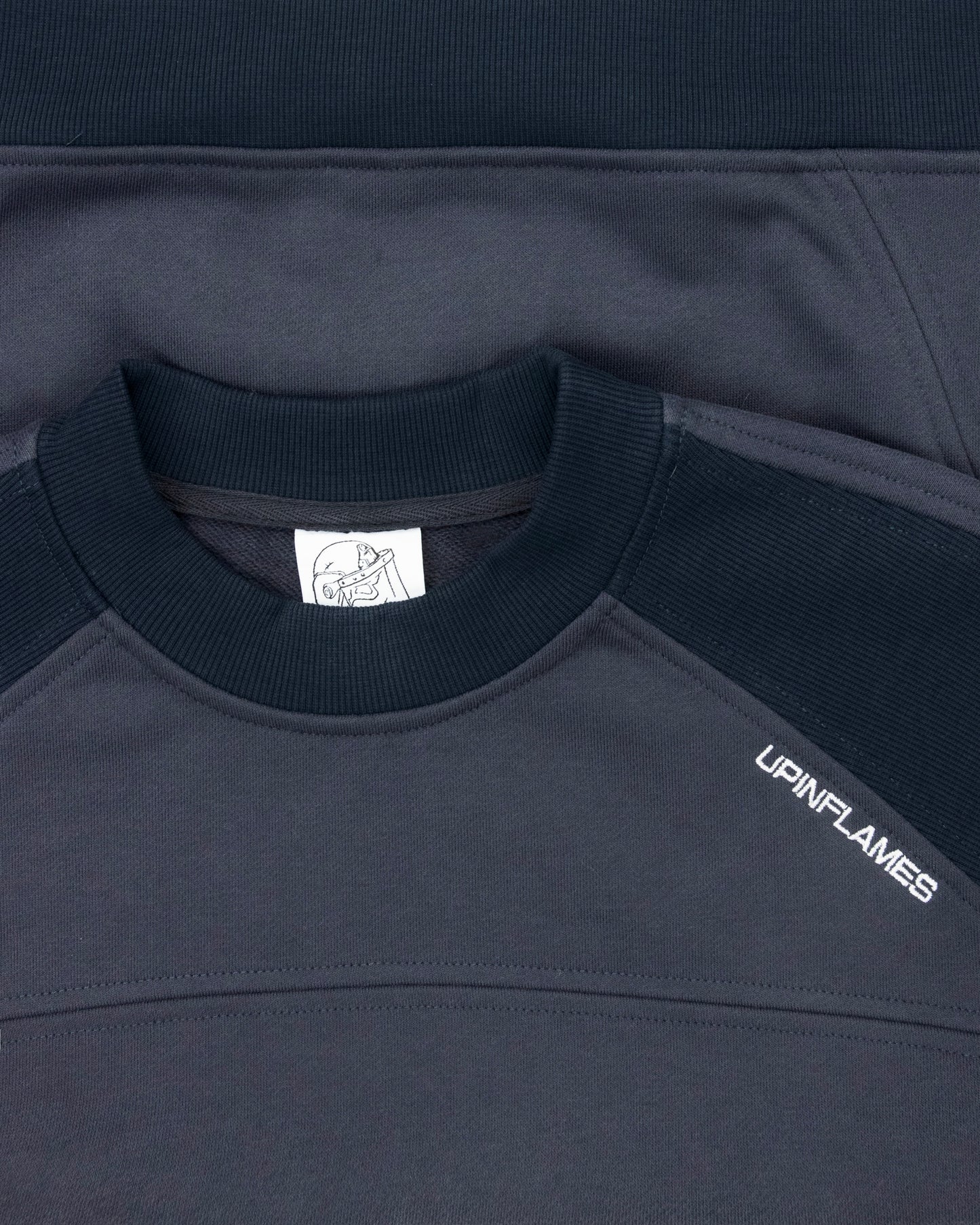 Ribbed Panel Crew Neck - Navy