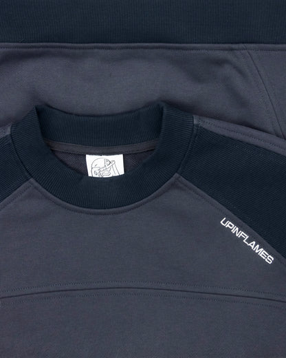 Ribbed Panel Crew Neck - Navy