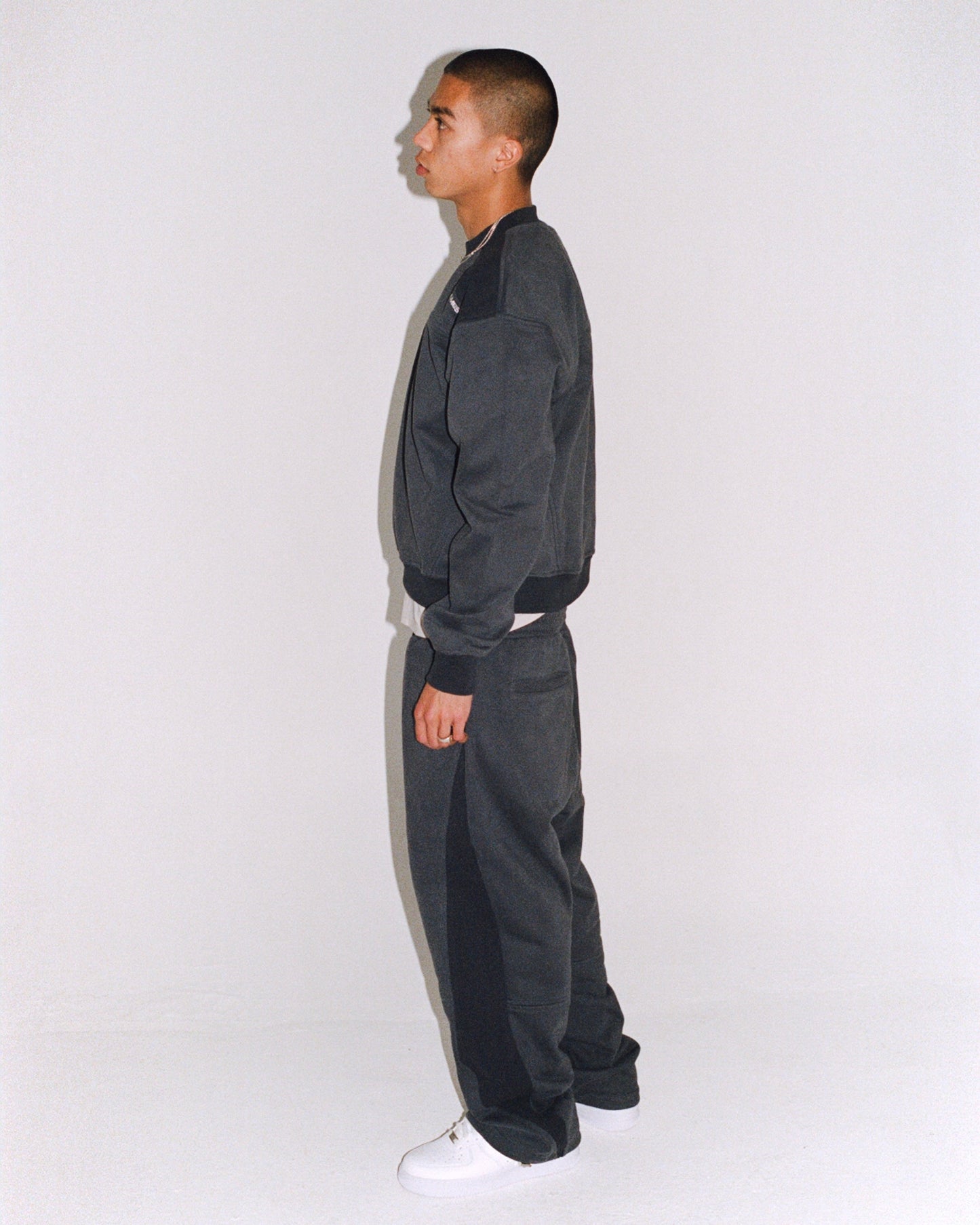Ribbed Panel Joggers - Navy