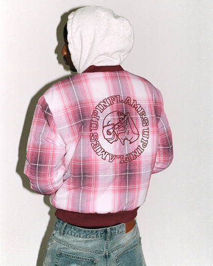 Plaid Padded Bomber - Red/White