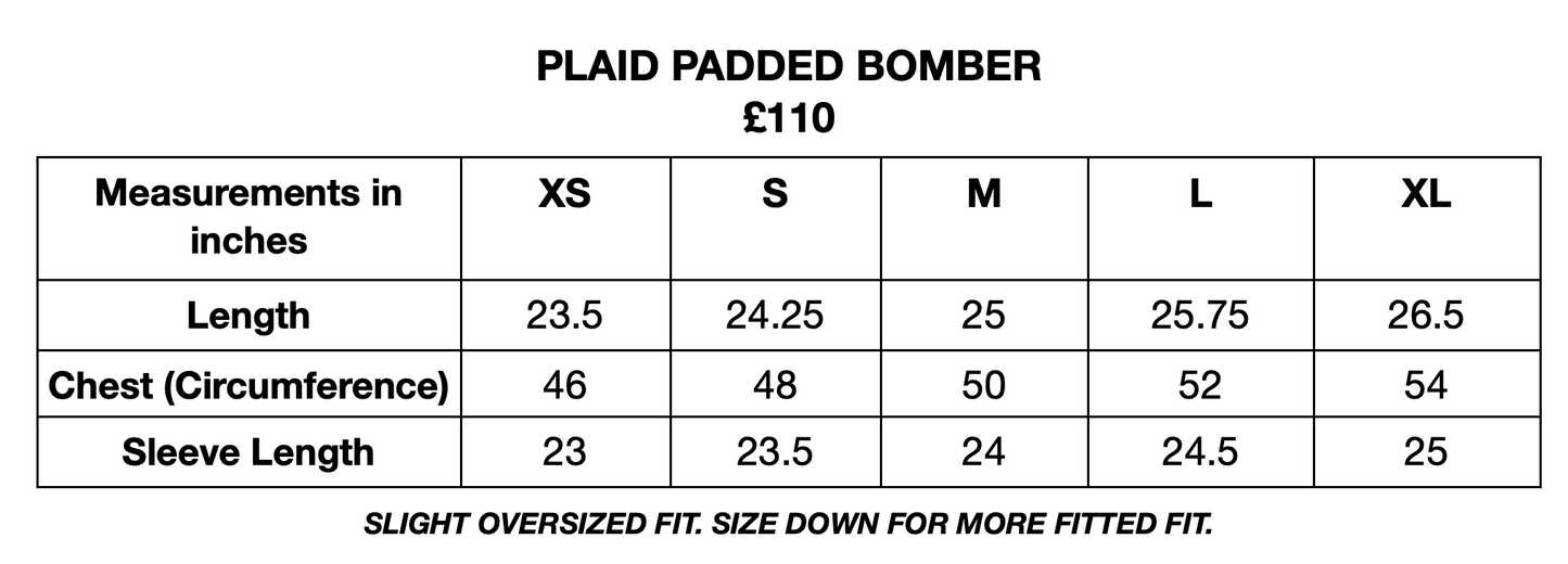 Plaid Padded Bomber - Red/White