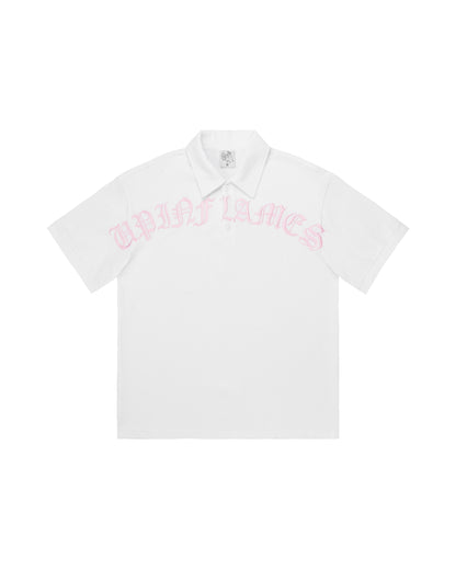 Old English Polo - White/ Pink